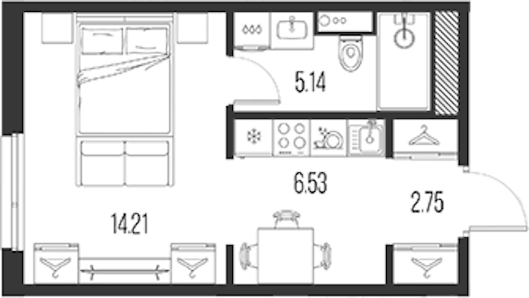 Квартира студия 28.63 м², 6/10 эт., ЖК «LEGENDA Васильевского»